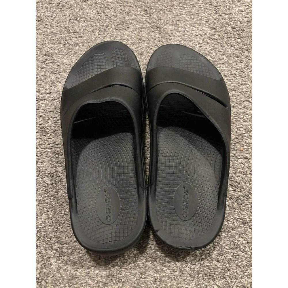 Oofos OOahh Mens Size 12 Recovery Slip-On Slides Beach Sandals Black